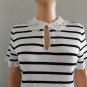 Karl Lagerfeld Women's Striped Lace Collared Top Sweater White Black S L New
