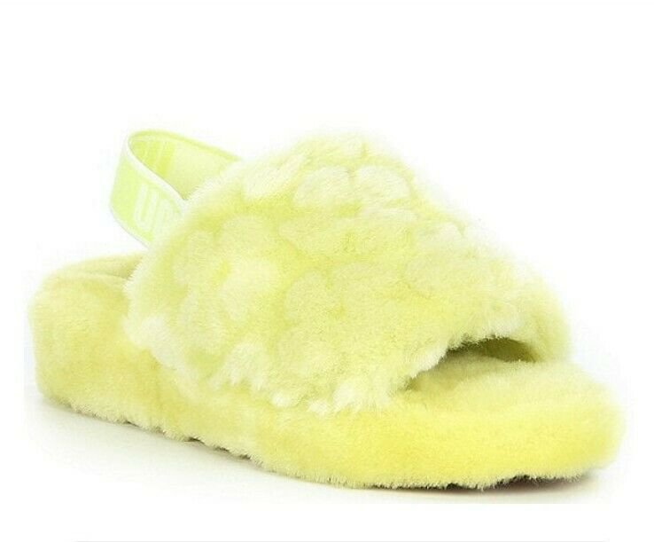 UGG&Acirc;&reg; Fluff Yeah Poppy Fur Slides Pollen Color sz 9 40 New