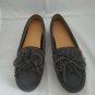 UGG Gray Moccasins Slippers Lamb Fur Trim Bow Extra Insole sz 6 37 New