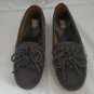 UGG Gray Moccasins Slippers Lamb Fur Trim Bow Extra Insole sz 6 37 New