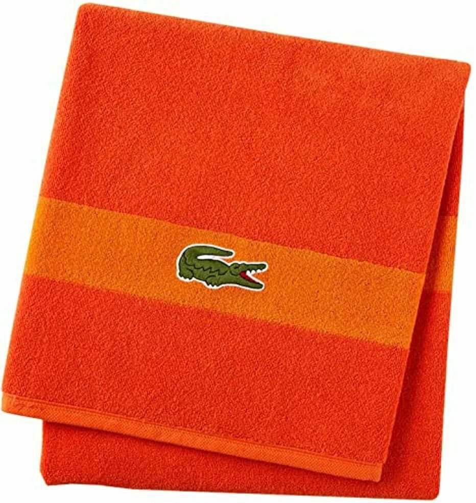 LACOSTE Crocodile Logo Bath Beach Towel Orange New