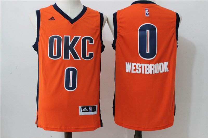 Oklahoma City Thunder 0# Russell Westbrook Orange 2017 Basketball Jersey