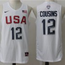 USA National team #12 Demarcus Cousins white basketball jersey