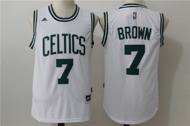 Men's Boston Celtics Jaylen Brown #7 White Swingman Basketball Jersey
