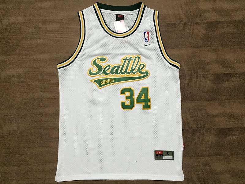 Men's Supersonics #34 Ray Allen retro white jersey