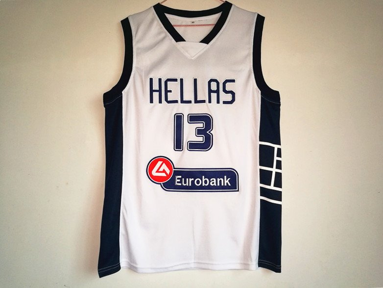 Men's Greece Team Hellas Giannis Antetokounmpo #13 White Basketball Jerseys