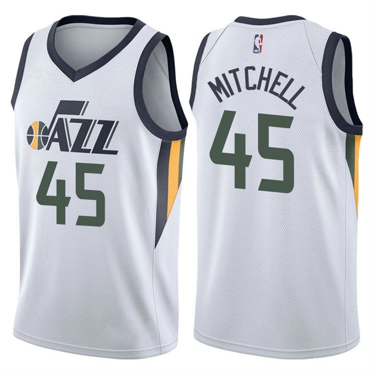 Mens, New Utah Jazz #45 Donovan mitchell swingman basketball jersey white