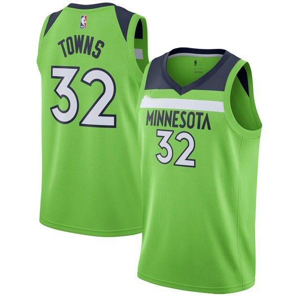 Mens, Minnesota Timberwolves #32 Karl-Anthony Towns basketball jersey Green