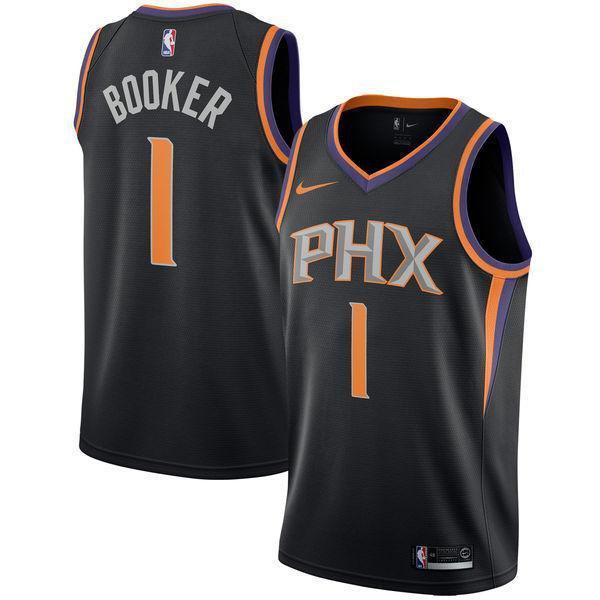 Mens  1 Devin Booker Jersey Black Phoenix Suns Authentic Player