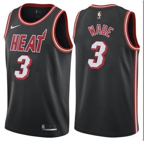 Mens 3 Dwyane Wade Jersey Black Miami Heat Jersey Swingman Fanatics version