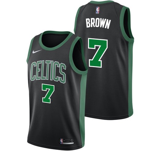 Mens  Celtics 7 Jaylen Brown Jersey Black Boston Celtics City Edition
