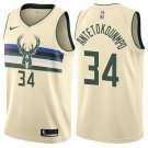 Mens  34 Giannis Antetokounmpo Jersey Cream City Edition Milwaukee Bucks