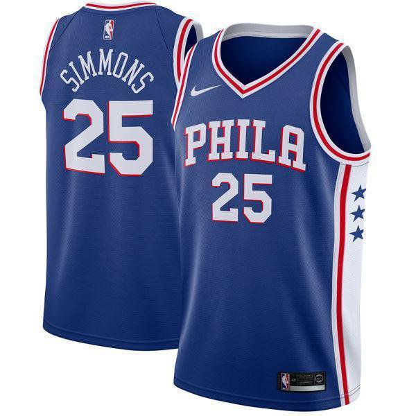Mens 25 Ben Simmons Jersey Blue Philadelphia 76ers Fanatics