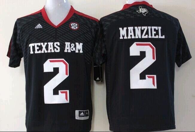 Men's Texas A&M Aggies Johnny Manziel #2 College Black Football Jersey