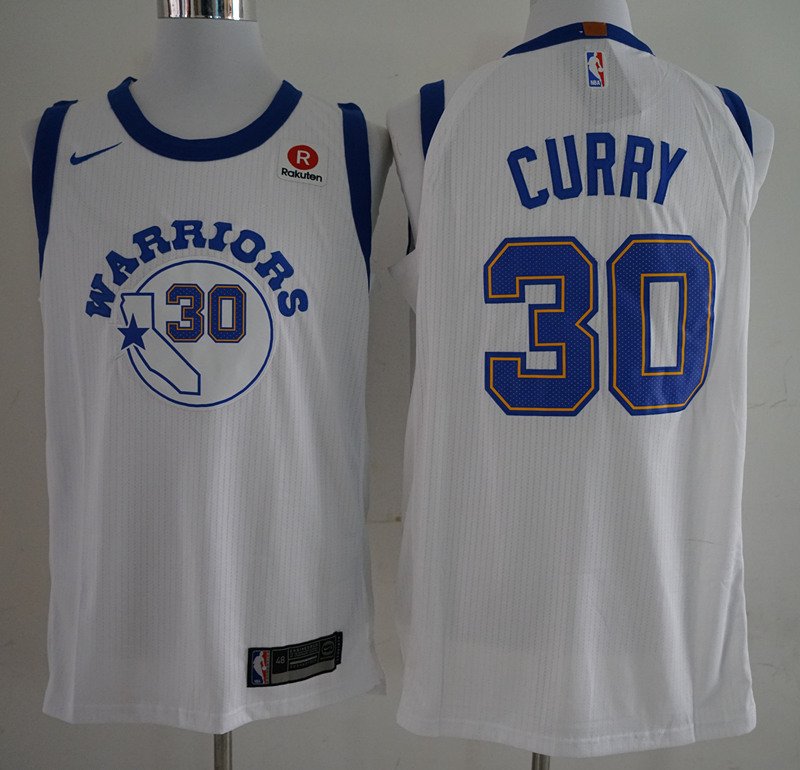 Men's Warriors 30 Stephen Curry Jersey white