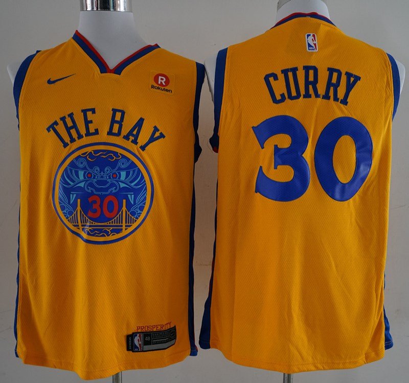 Men's Stephen Curry Jersey THE BAY yellow