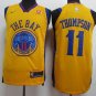 MENS   Golden State Warriors Thompson 11 The Bay embroidery yellow basketball jersey