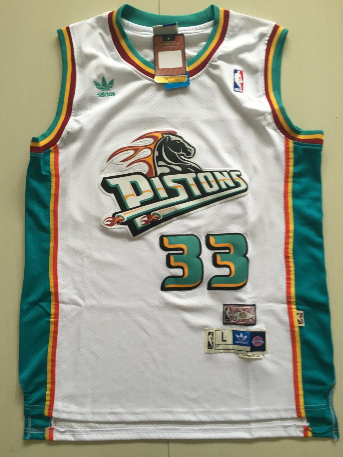 Mens Pisons #33 Grant Hill Men's White basketball jersey