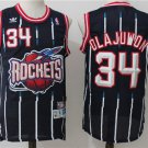 Mens  Houston Rockets Olajuwon 34# blue Basketball Stitched Jersey sale
