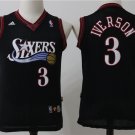 Youth #3 Allen Iverson black jersey swingman