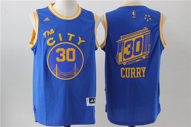 MENS  Golden State Warriors 30 Stephen Curry Blue The City Basketball jersey