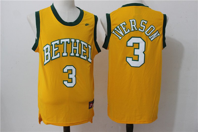 MENs Philadelphia 76ers 3 Allen Iverson Basketball Jersey yellow Bethel