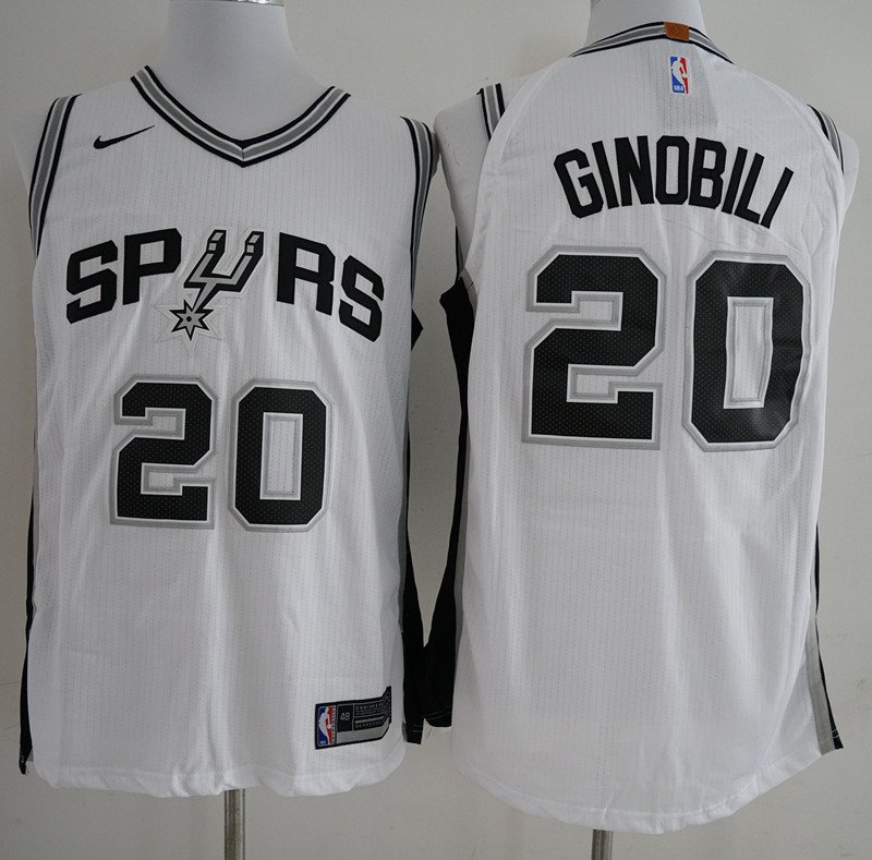 Men's New S.A. Spurs #20 Manu Ginobili basketball jersey white