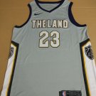 Mens  Lebron James #23 Cleveland Cavaliers Swingman Jersey City Edition Grey THE LAND