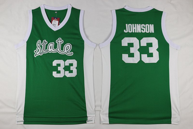 Men's Michigan State Earvin Johnson #33 Green College Basketball Jerseys