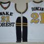 Men's Wake Forest Demon Deacons Tim Duncan #21 White College Basketball Jerseys