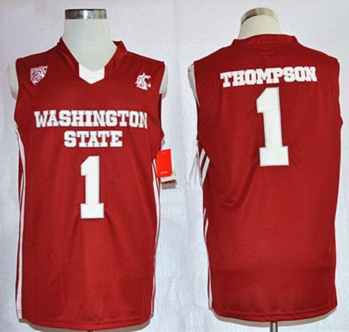 Washington State Cougars 1 Klay Thompson Red Basketball Stitched College Jersey