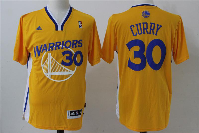 MENS WARRIORS #30 STEPHEN CURRY YELLOW SHORT SLEEVE JERSEY