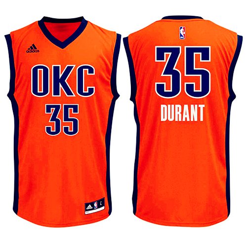 MENS THUNDER #35 KEVIN DURANT ORANGE BASKETBALL JERSEY
