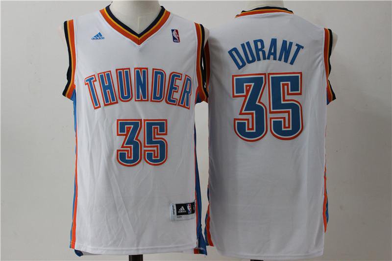 MENS THUNDER #35 KEVIN DURANT WHITE BASKETBALL JERSEY