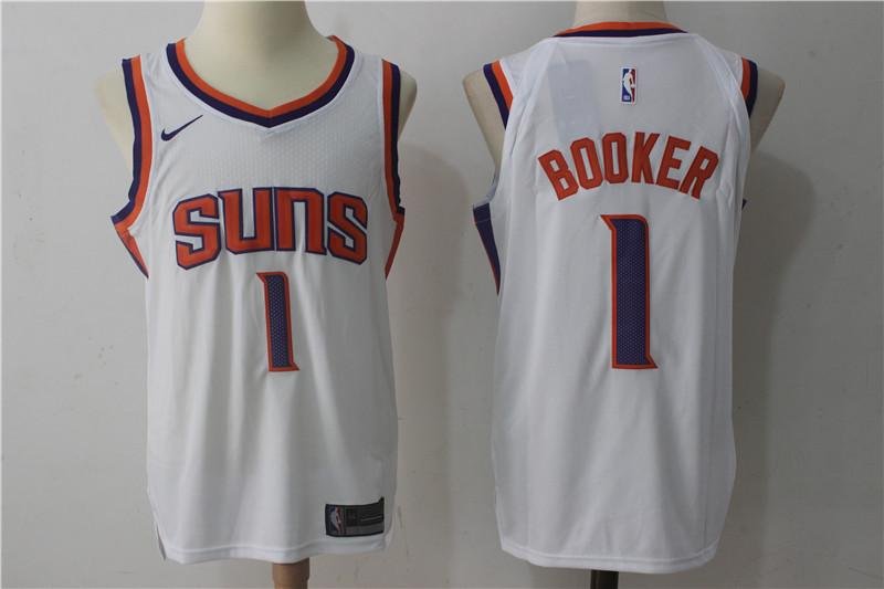 MENS SUNS #1 DEVIN BOOKER WHITE BASKETBALL JERSEY