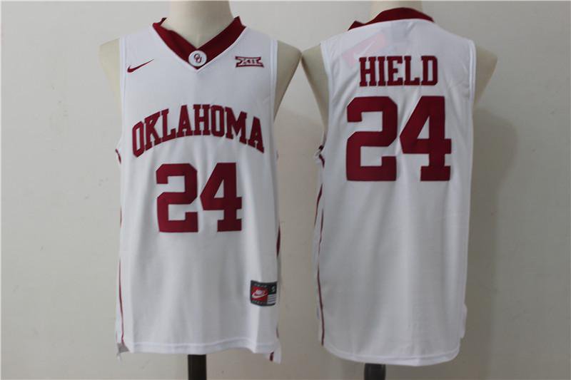 MENS OKLAHOMA SOONERS #24 BUDDY HIELD #24 WHITE BASKETBALL JERSEY