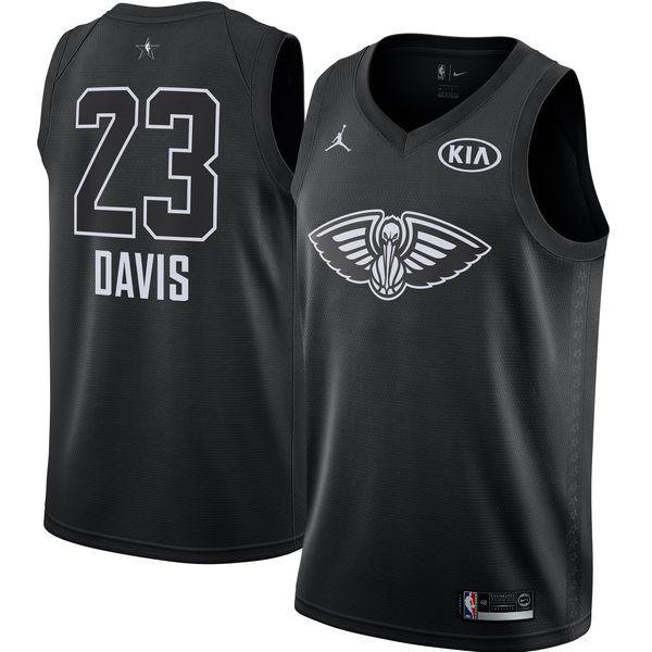 MENS NEW ORLEANS PELICANS ANTHONY DAVIS BLACK 2018 ALL-STAR GAME SWINGMAN PLAYER JERSEY