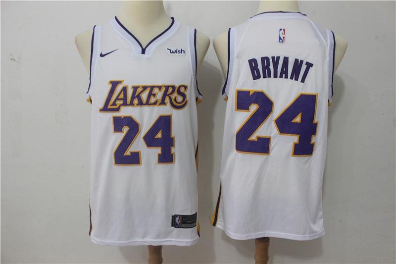 MENS LAKERS #24 KOBE BRYANT WHITE STITCHED BASKETBALL JERSEY