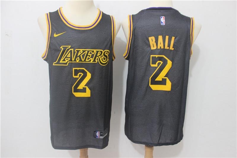 MENS LAKERS #2 LONZO BALL GRAY BASKETBALL JERSEY