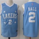 MENS LAKERS #2 LONZO BALL BLUE STITCHED BASKETBALL JERSEY