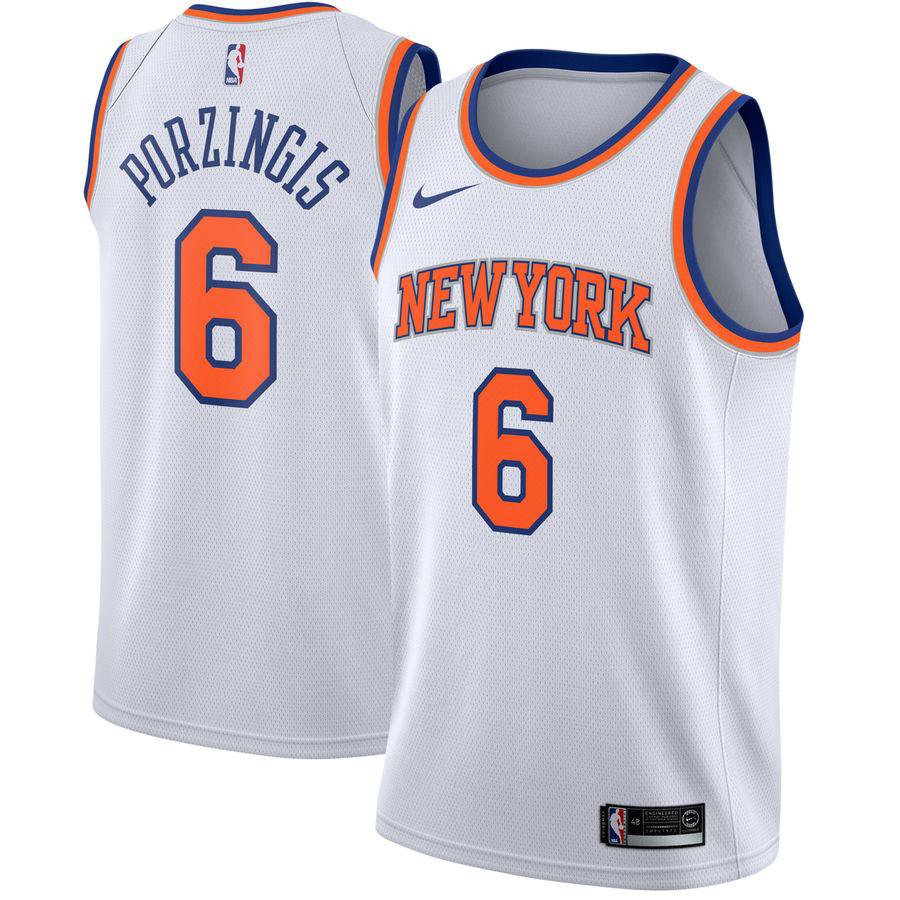 MENS KNICKS #6 KRISTAPS PORZINGIS WHITE BASKETBALL JERSEY