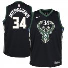 MENS BUCKS #34 GIANNIS ANTETOKOUNMPO BLACK STITCHED JERSEY