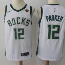 MENS BUCKS #12 JABARI PARKER WHITE BASKETBALL JERSEY