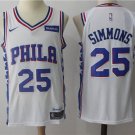 MENS 76ERS #25 BEN SIMMONS WHITE BASKETBALL JERSEY