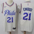 MENS 76ERS #21 JOEL EMBIID WHITE BASKETBALL JERSEY