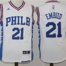 MENS 76ERS #21 JOEL EMBIID WHITE STITCHED BASKETBALL JERSEY