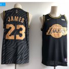 Men's Lakers 23# Lebron James Basketball Jesey Black-Gold 2018-19