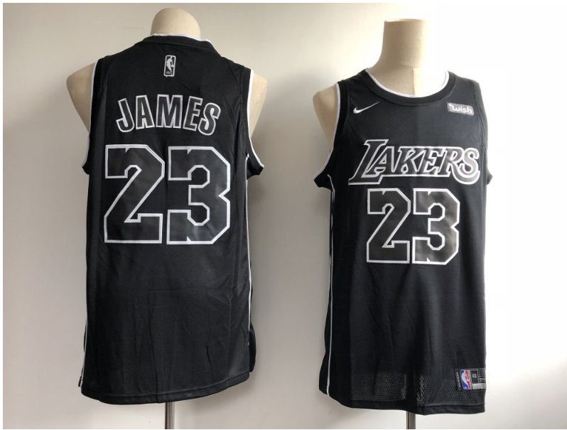 Men's Lakers #23 LeBron James Black Basketball Jersey NEW