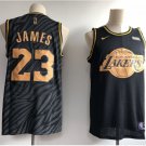 Men's Lakers #23 LeBron James Gold Basketball Black Jersey NEW