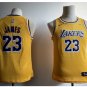 Youth New Lakers 23# Lebron James Jesey Yellow 2018-19